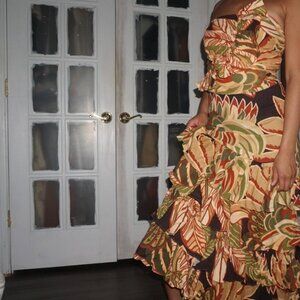 Zara Two Piece Jungle Bandeau and Ruffled Maxi Skirt Set